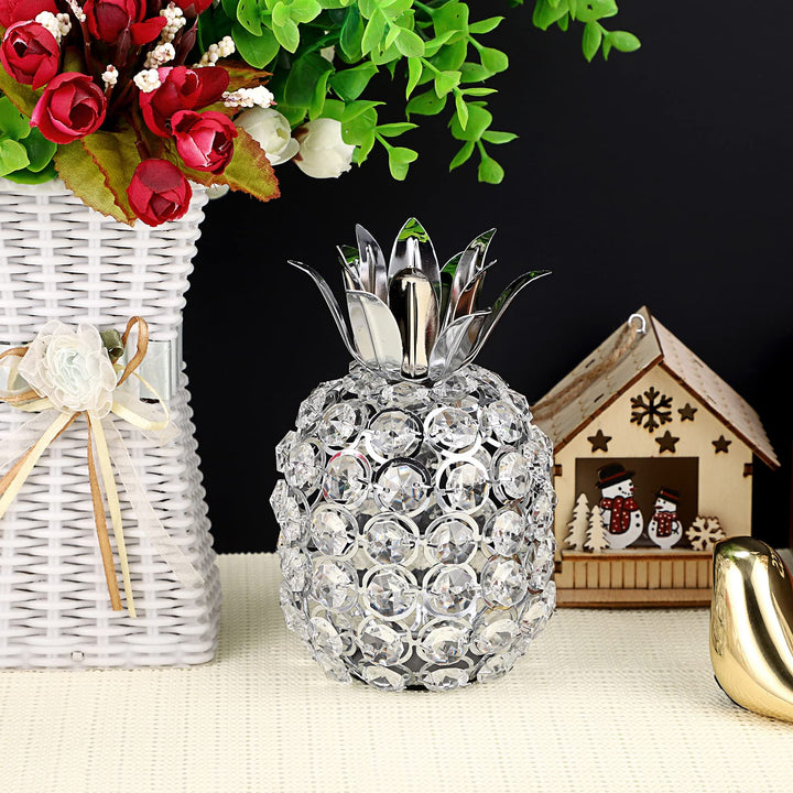 Sparkly Crystal Beads Pineapple Ornament Handmade Decorative Pineapple Nordic Artificial Fruit Figurine Statue Table Centerpiece Decor for Home Wedding Party Festival