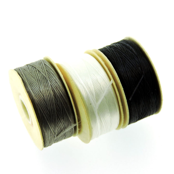Nylon Beading Thread Size D for Delica Beads, 64 Yards per Bobbin, White, Grey &amp; Black. (Multicolor)