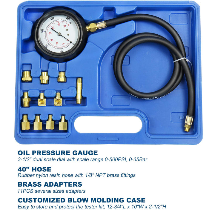 JIFETOR Oil Pressure Gauge Tester Kit Engine Transmissi