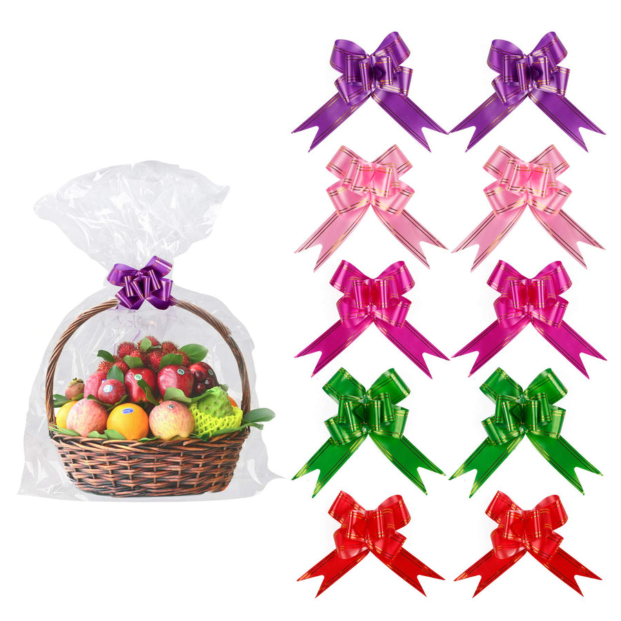20 Pack Clear Basket Bags Pull Bow Set 10 Pack Packagin
