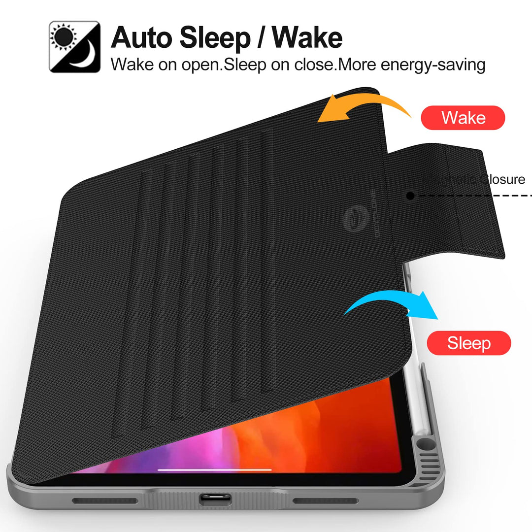 iPad Pro 11 inch Case 4th/3rd/2nd/1st Gen 2022/2021/2020/2018, 6 Viewing Angles Magnetic Stand + Pencil Holder + Auto Wake/Sleep Protective Case for iPad Pro 11 inch, Black