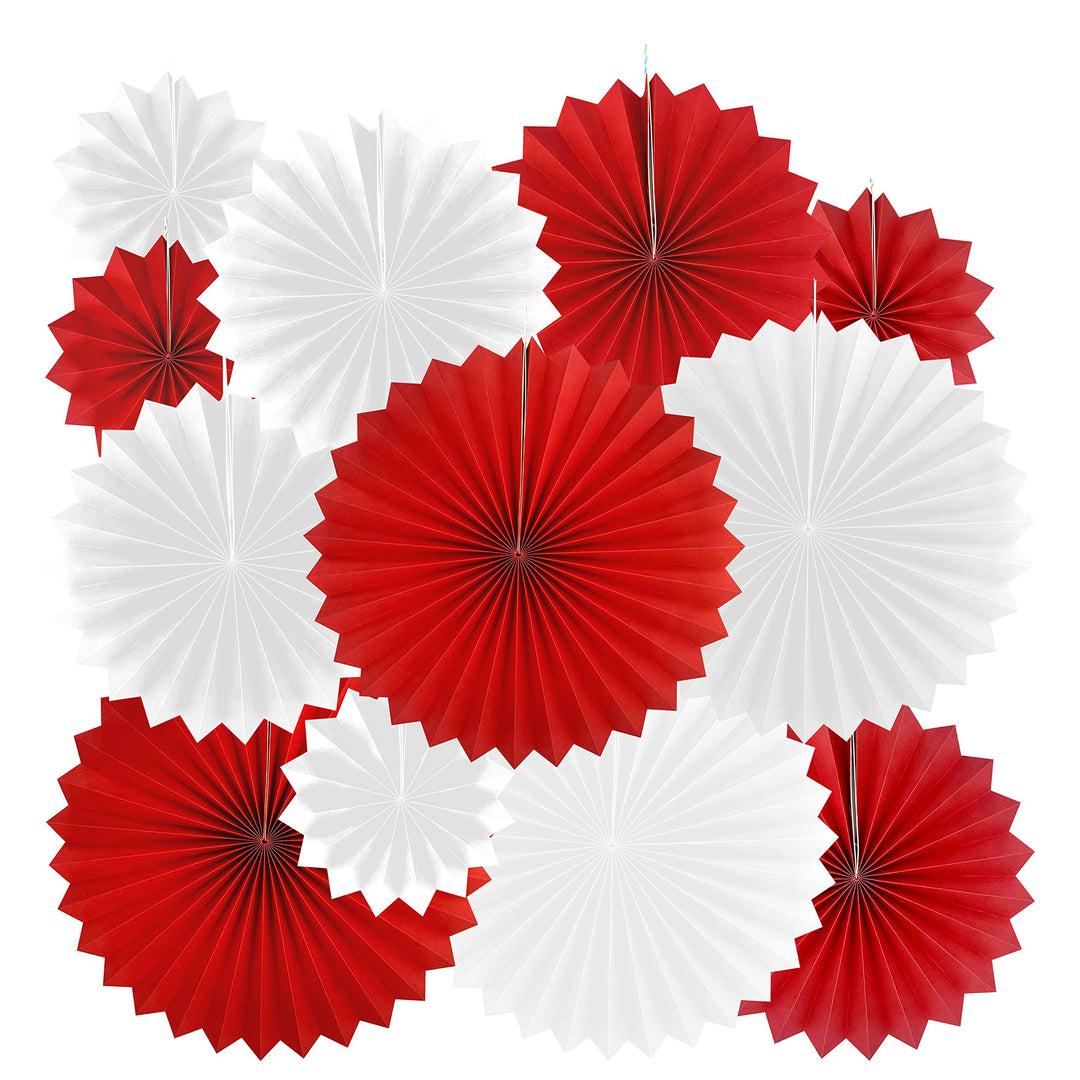 Circus Party Hanging Paper Fans Decorations - Welcome Carnival Under The Top Barbecue Picnic Birthday Party New Years Wedding Party Photo Booth Backdrops Decorations, 12pc