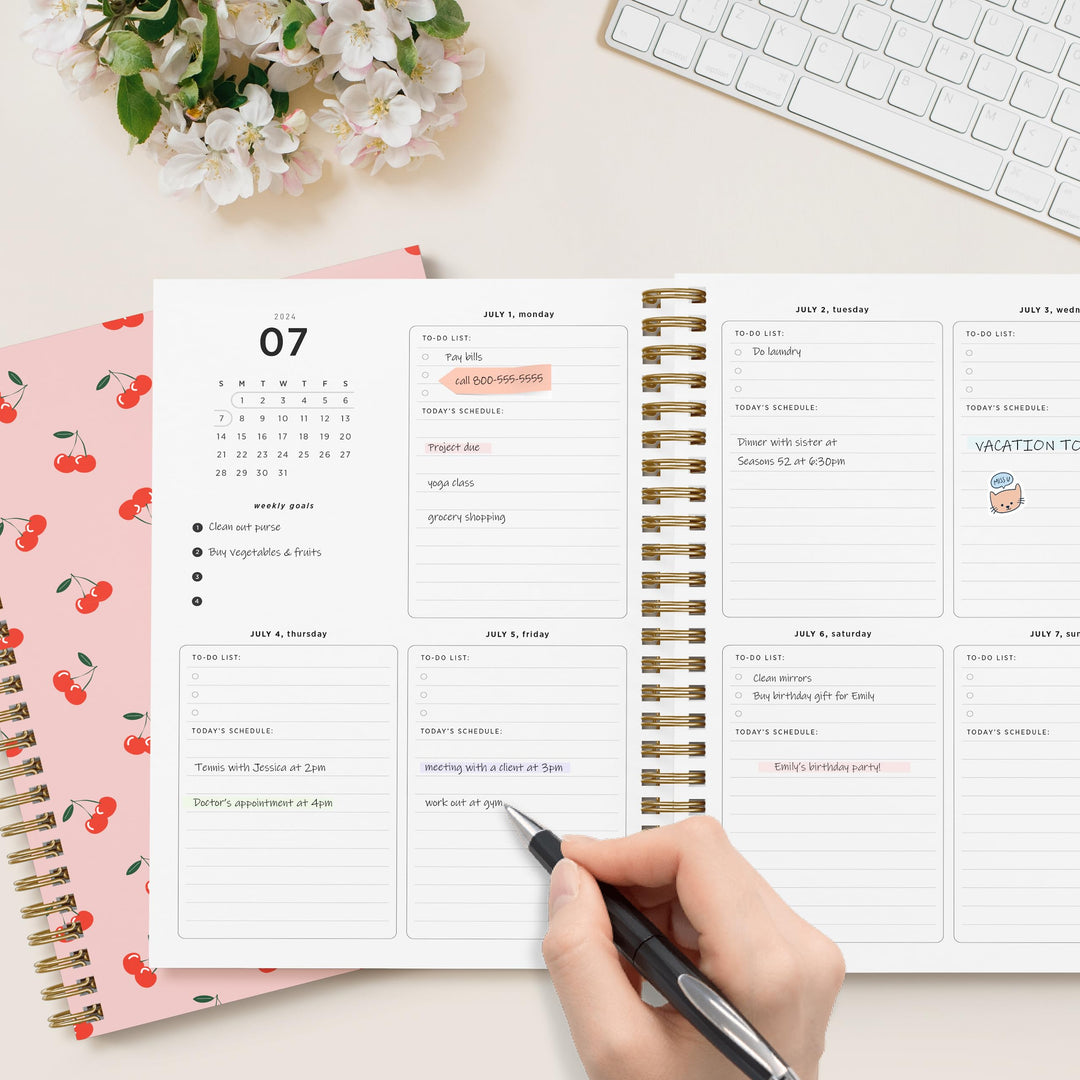 Academic Planner Yearly Monthly Weekly Daily Large Calendar Organizer by Bright Day Spiral Bound Dated Agenda Flexible Cover Notebook, June 2022 - July 2023, 8.25 x 6.25, Tie Dye