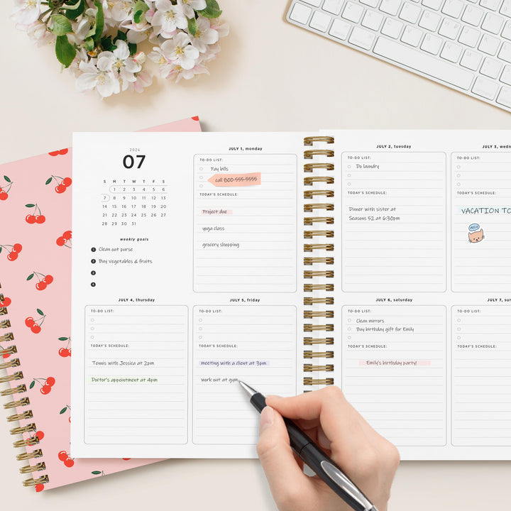 Academic Planner Yearly Monthly Weekly Daily Large Calendar Organizer by Bright Day Spiral Bound Dated Agenda Flexible Cover Notebook, June 2022 - July 2023, 8.25 x 6.25, Tie Dye