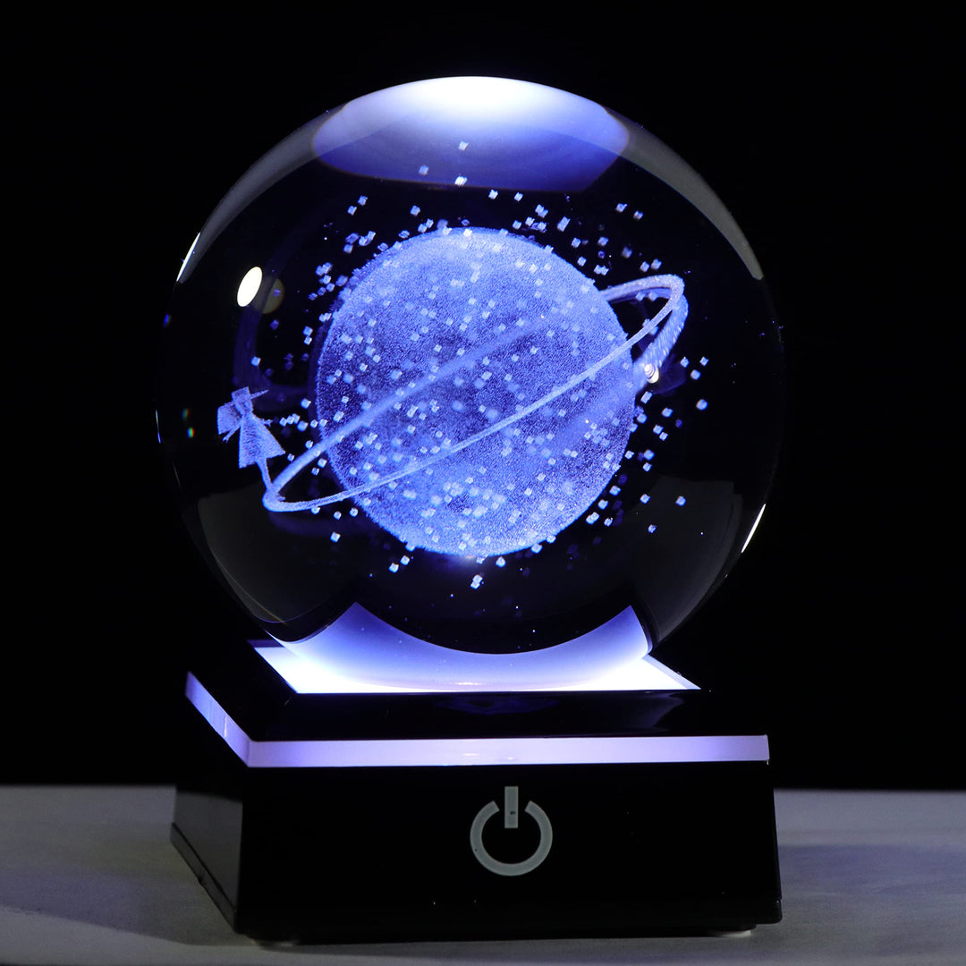 Qianwei 3D Crystal Ball with Clear Starry Sky Carving and 7 Kinds of Led Light, Best Birthday Gift for Kids,Girlfriend Gift, Classmates and Kids Gift (Starry Sky)