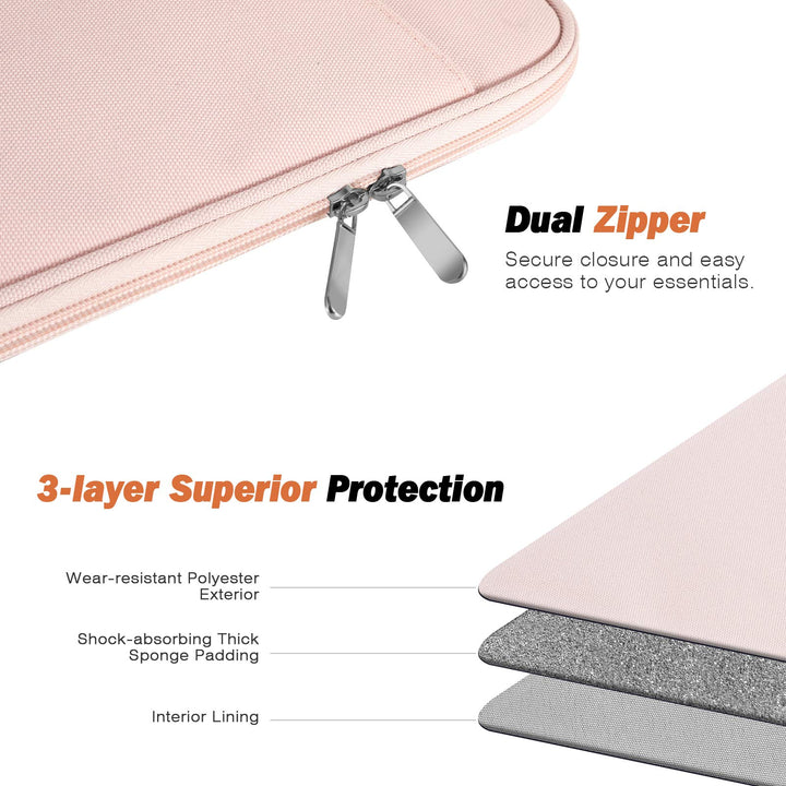 9-11 Inch Tablet Sleeve Case,Fits New iPad Air/Pro 11 inch 2024, iPad Air 5/4th 10.9, iPad 10th Gen 10.9, iPad 9/8/7th 10.2, Galaxy Tab S8/S9 11,Protective Bag Carrying Case with Pocket, Pink