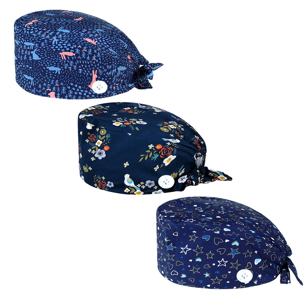 Adjustable Working Caps, Surgical Hat with Buttons for Women Men Nurse Working (wo02)