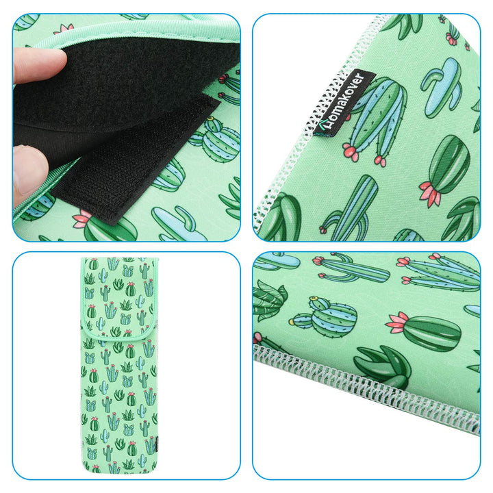 Bluecell Heat Resistant Neoprene Curling Iron Holder Cover Bag Flat Iron Curling Wand Travel Case Pouch 15 x 5 Inches (Green Cactus Pattern)