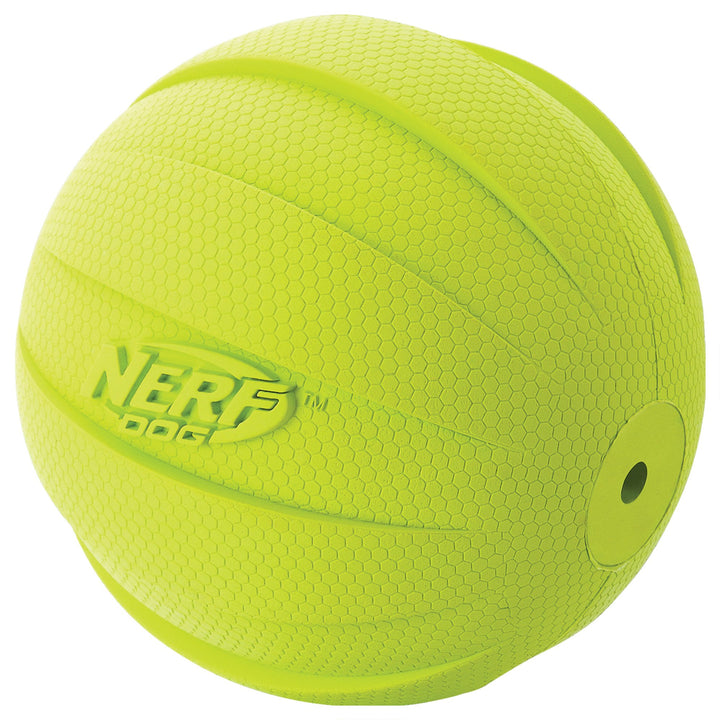 Rubber Ball Dog Toy with Squeaker, Lightweight, Durable and Water Resistant, 4 Inch Diameter for Medium/Large Breeds, Single Unit, Green