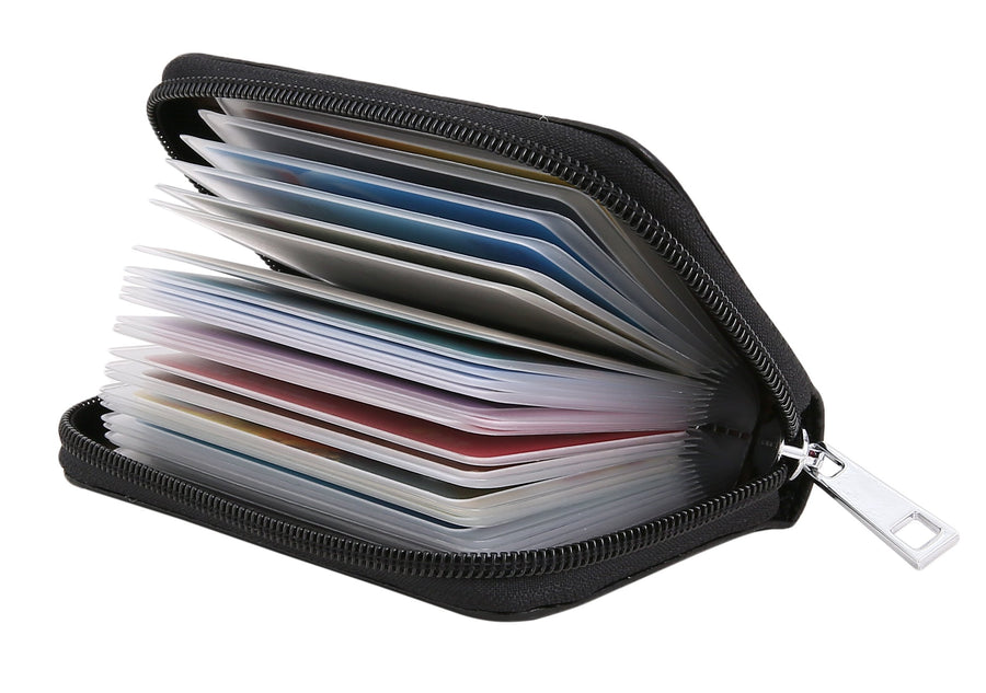 Easyoulife Genuine Leather Credit Card Holder Zipper Wa