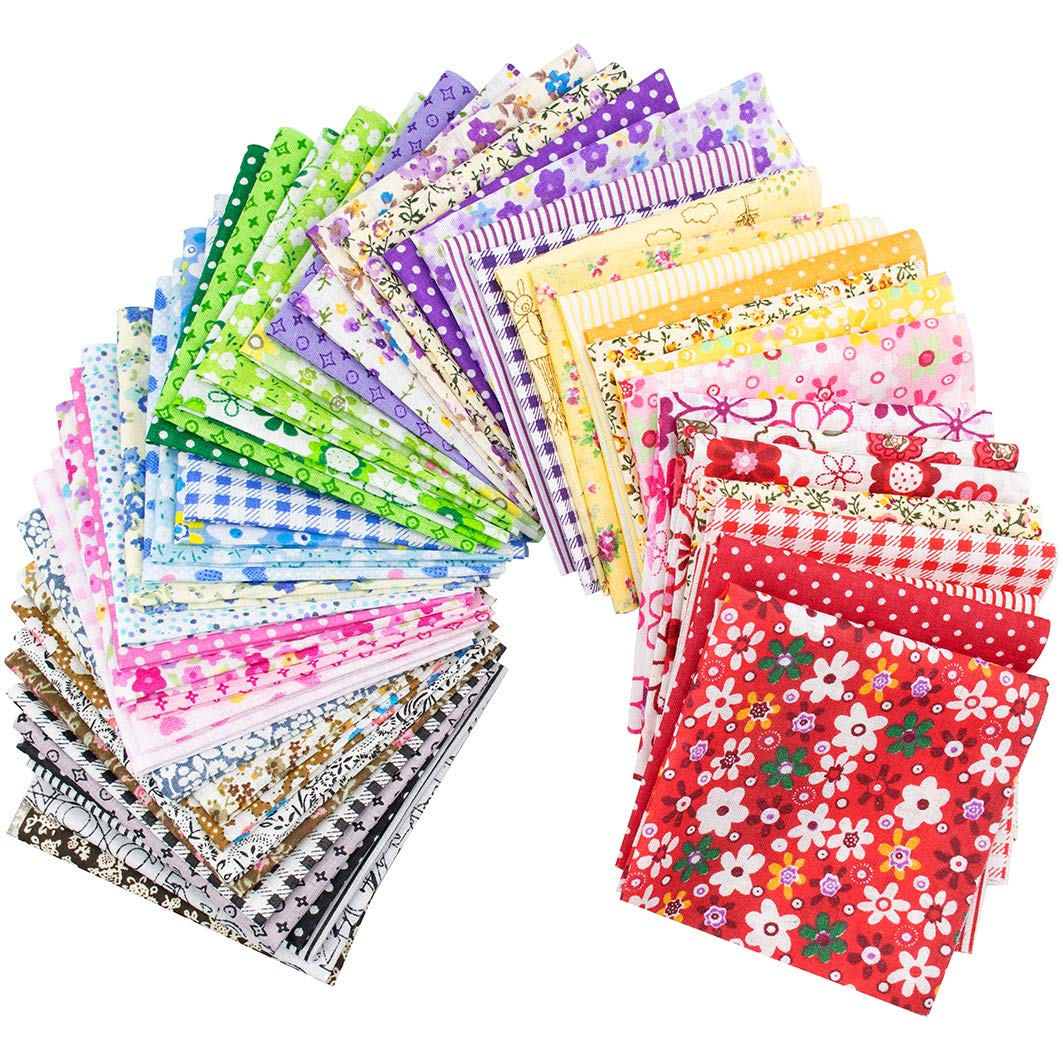 Foraineam 50 Pieces Assorted Cotton Craft Fabric Bundle