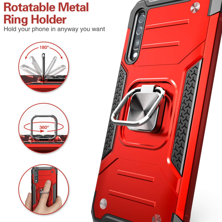 for Galaxy A50 Case with Screen Protector,for Galaxy A30S Cover,Shockproof Drop Test Case with Car Mount Kickstand Lightweight Protective Cover for Galaxy A50/A30S/A50S,Red