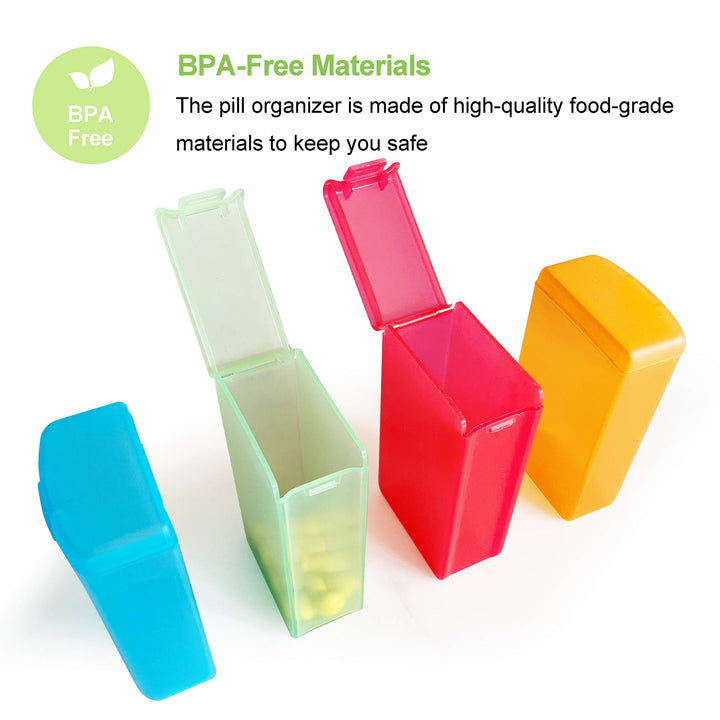 QCEED Lightproof Pill Box, 4 BPA-Free Pill Cases, Porta