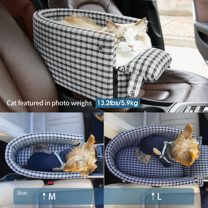 Small Dog Cat Booster Seat ON Car Armrest Perfect for Small Pets | Included Safety Tethers Included | Suitable for Most Car Deluxe Deluxe Interactive Pet Seat(Single Door armrest)…