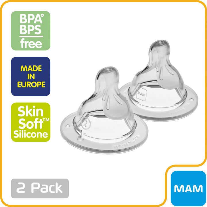 Bottle Nipples Extra Fast Flow Nipple Level 4, for 6+ Months, SkinSoft Silicone Nipples for Baby Bottles, Fits all Bottles, 2 Count (Pack of 1)