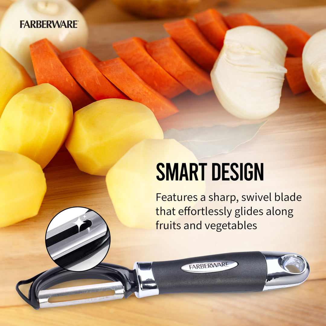 Euro Peeler, a Kitchen Essential for Quick and Easy Peeling of Produce, Chocolate, Cheeses and More. Features Hang-Hole for Easy Storage, Dishwasher Safe, Black