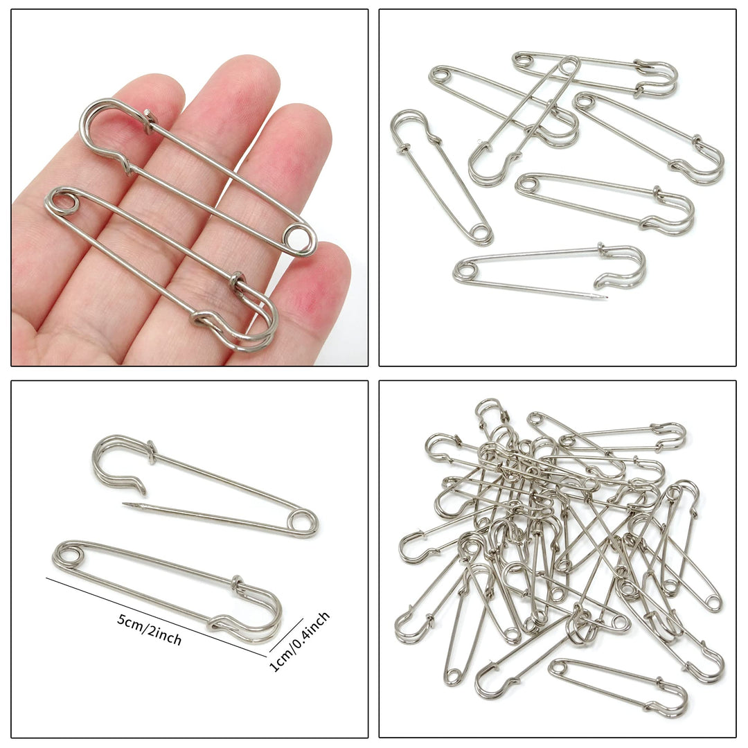 30PCS 5cm/2Inch Brooches Heavy Duty Safety Pins for Blankets, Sweaters, Shawls, Kilts, Crafts (Silver)