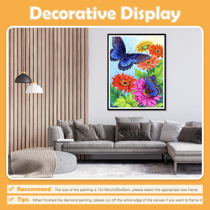 EOBROMD Diamond Painting Butterfly, Diamond Painting Kits for Adults Diamond Dots for Adults Diamond Art Painting Flowers Bead Art Kit for Adults Diamond Butterfly Diamond Painting 12x16 Inch