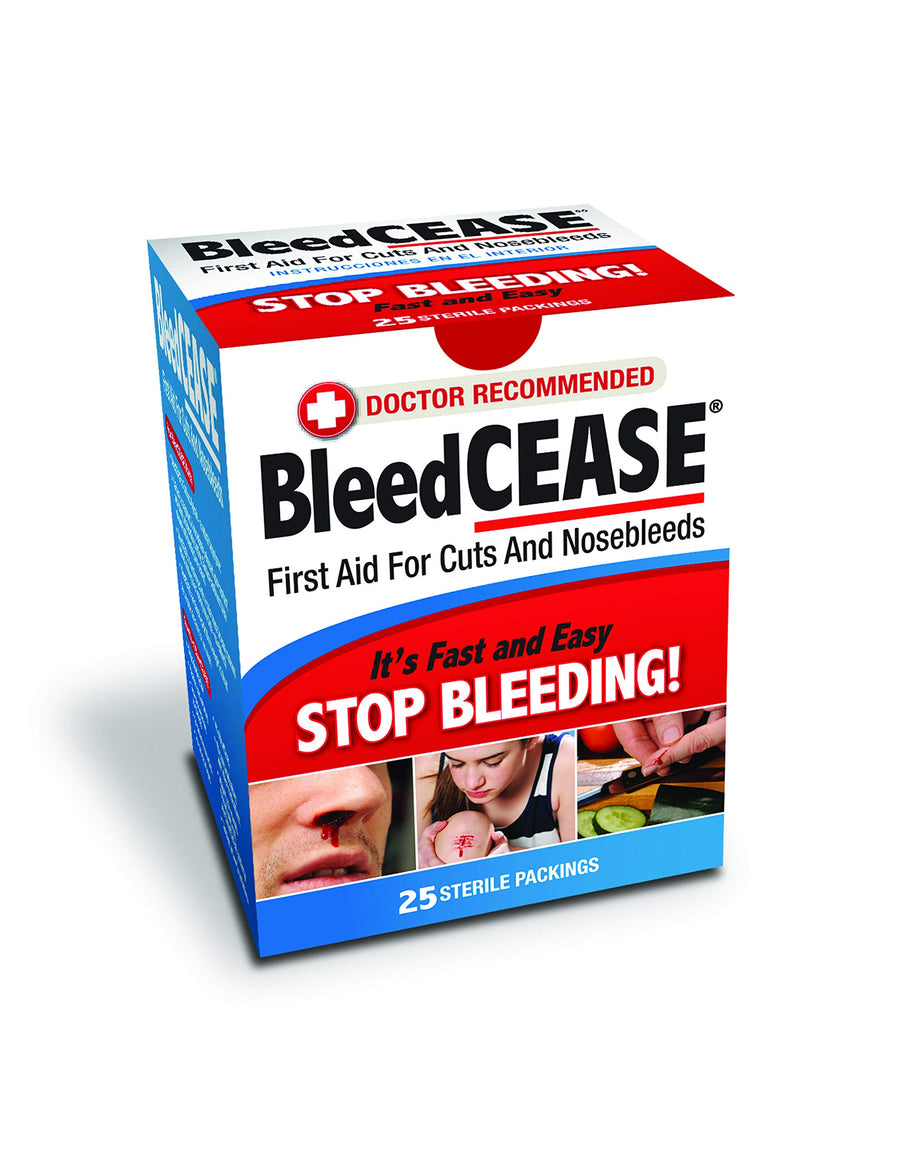 Bleedcease First Aid for Cuts and Nosebleeds Sterile Packings 25 Count