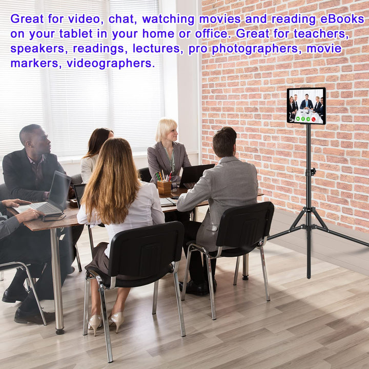 Tripod Floor Stand, with 65 inch Height Adjustable Stand Holder &amp; 360° Rotating iPad Tripod Mount for iPad Pro, iPhone, Kindle, and All 4.5-12.9 Inch Tablets