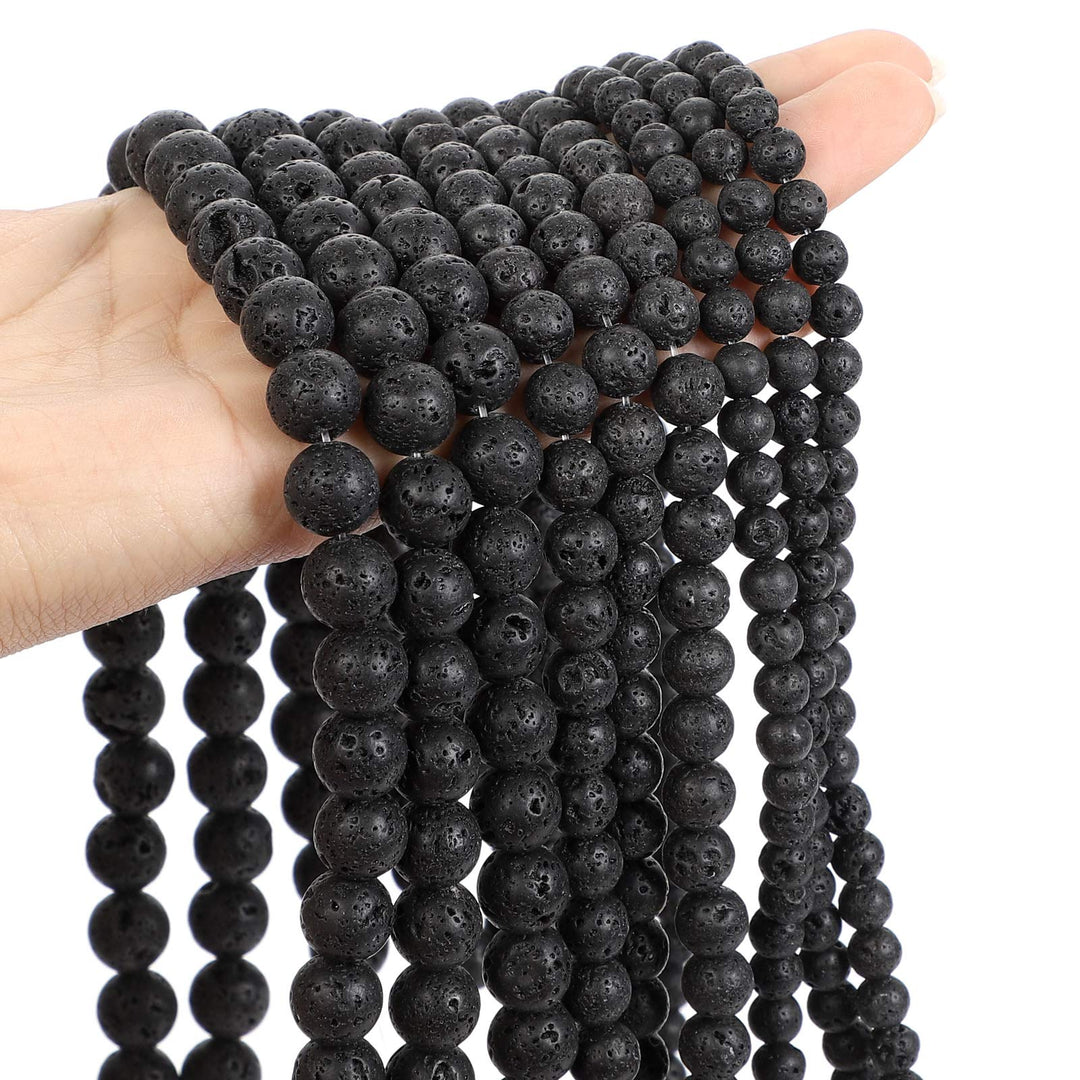 45pcs 8mm Volcanic Rock Black Lava Natural Stone Beads for Jewelry Making,Energy Stone Healing Power,Enjoy DIY Fun