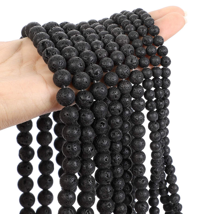 45pcs 8mm Volcanic Rock Black Lava Natural Stone Beads for Jewelry Making,Energy Stone Healing Power,Enjoy DIY Fun