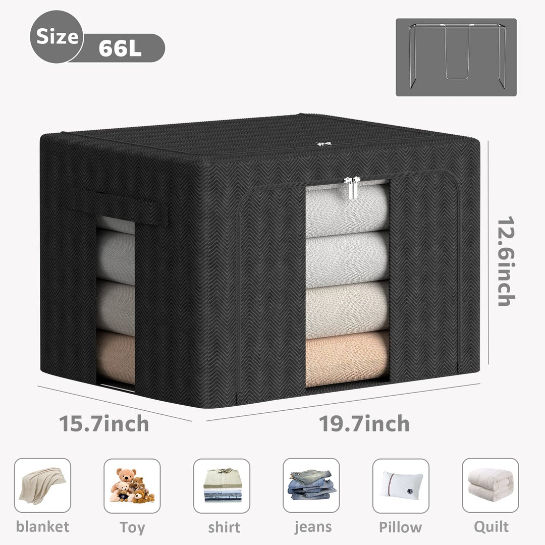 3 Pack Clothes Storage Bins - Stackable Metal Frame Sto
