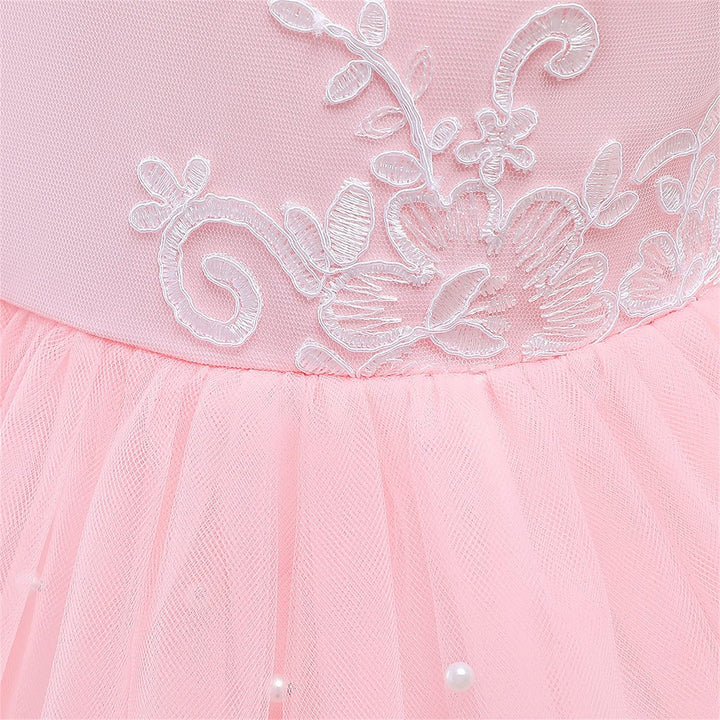 Baby Girls Lace Embroidered Bowknot Birthday Christmas Party Dress Size (90) 1-2 Years Red