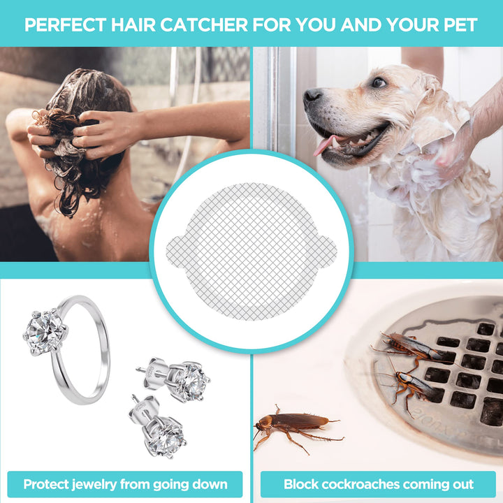 , 50 Pack, Disposable Shower Drain Hair Catcher Mesh Stickers…