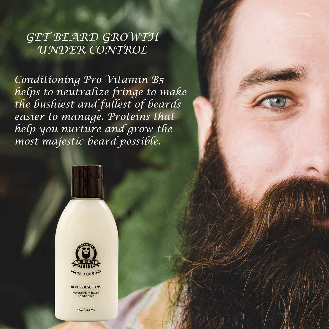 Mr. Rugged Bold Beard Lotion Conditioner - Repair, Soften &amp; Protect Facial Hair with This Luxurious Beard Conditioner - Supports Healthy Beard Growth - Paraben &amp; Sodium Chloride Free - Works Better Than Beard Oils or Beard Balms - Satisfaction Guaran
