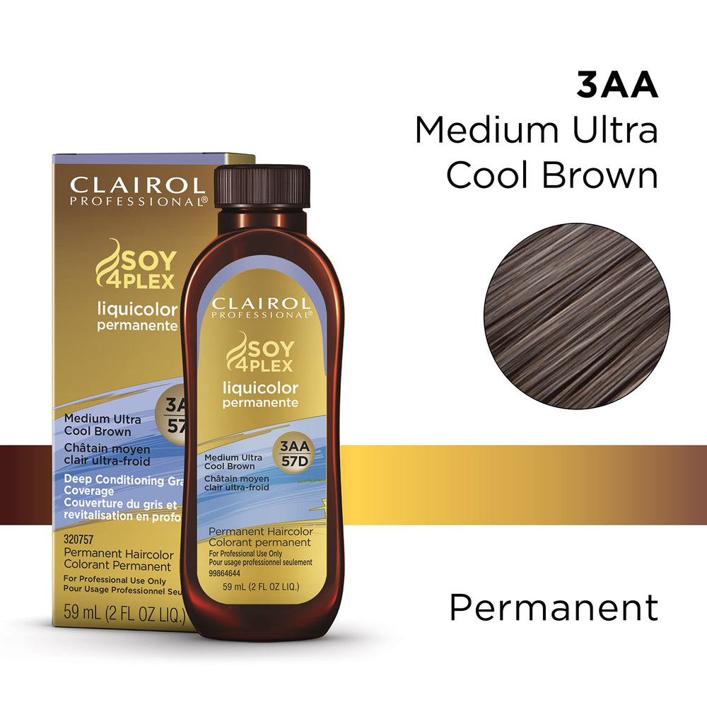 Permanent Liquicolor for Dark Hair Color, 3aa Medium Ultra Cool Brown, 2 oz