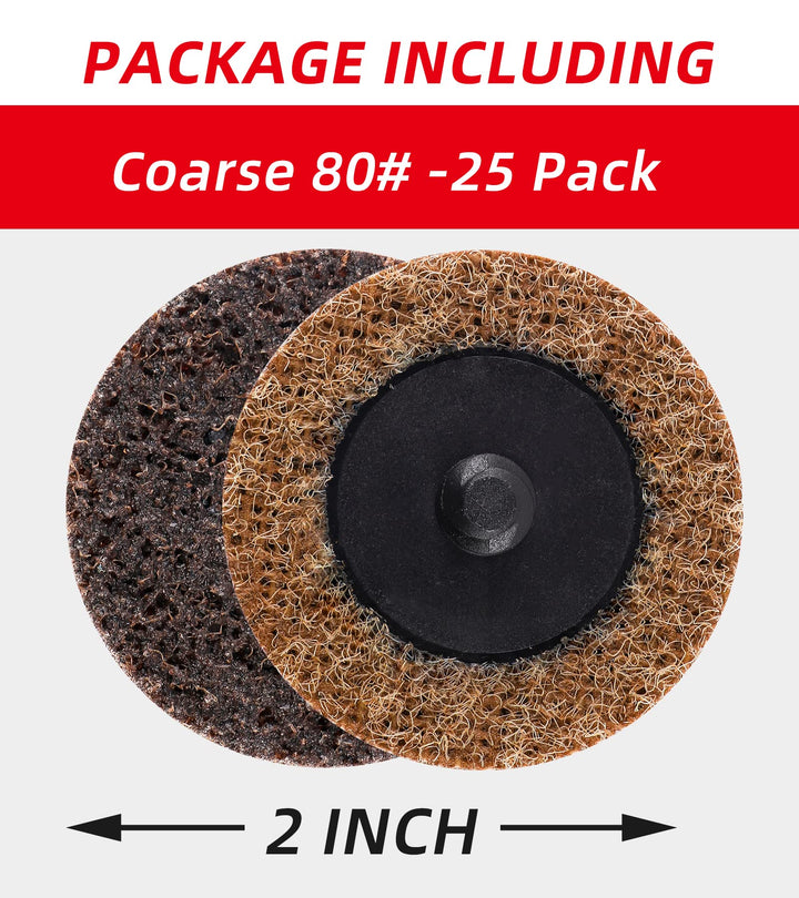 Abrasives 2 Nylon Surface Conditioning Quick Change Sanding Discs with R-Type Backing Coarse 80 Grit - 25 Pack