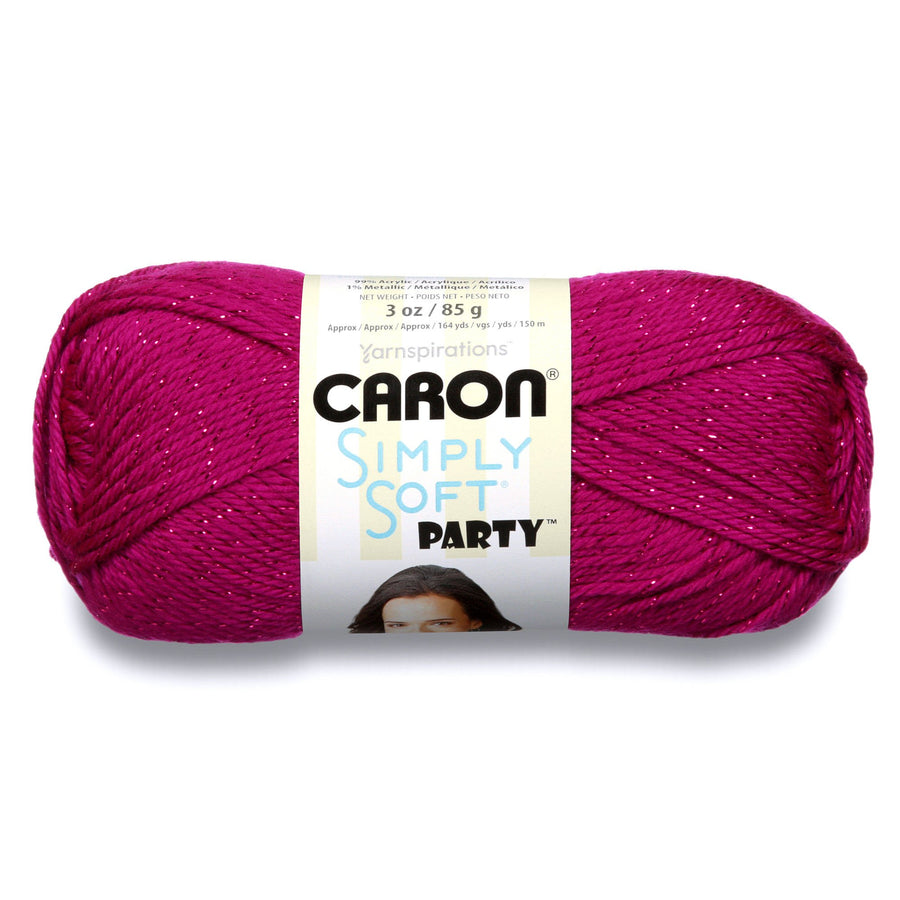 Simply Soft Party Yarn, 3 oz, Medium Worsted 4 Gauge, - Fuchsia - For Crochet, Knitting & Crafting