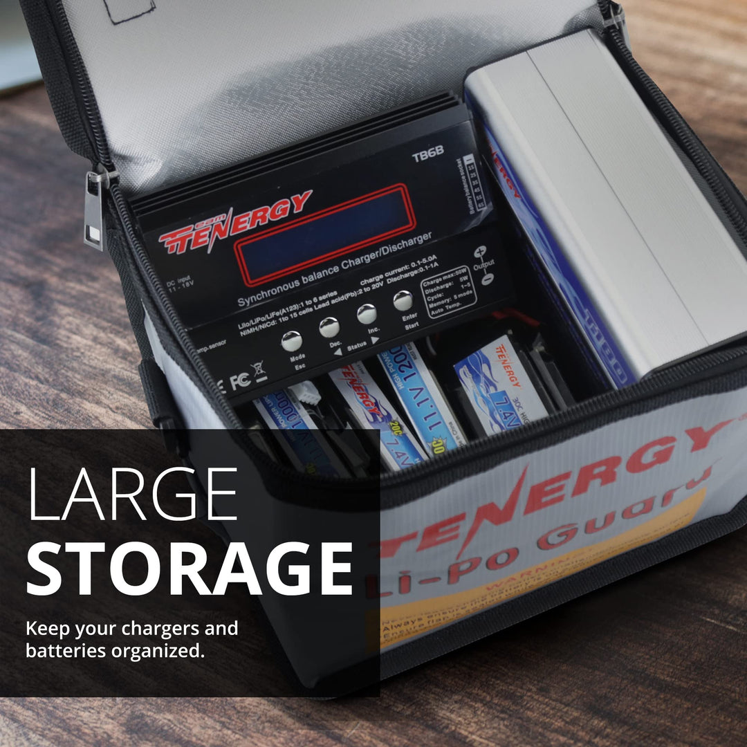 Tenergy Fire Retardant Lipo Zipper Bag for Charging and