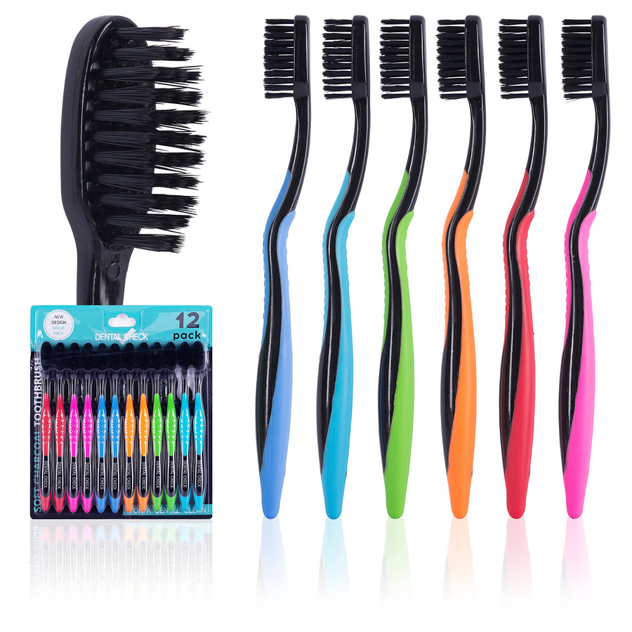 Dental Check 12 Pack Toothbrush, Natural Teeth Whitenin