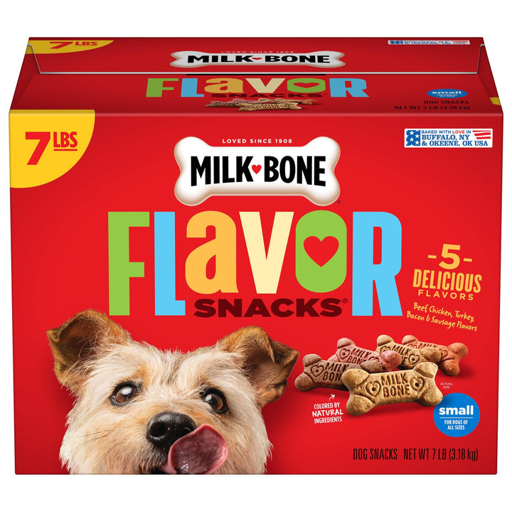 Flavor Snacks Small Dog Biscuits, Flavored Crunchy Dog Treats, 7 Pound Box