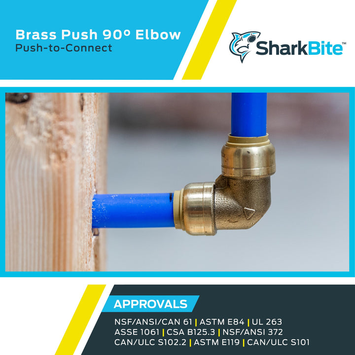 SharkBite 1/2 Inch 90 Degree Elbow, Push to Connect Bra