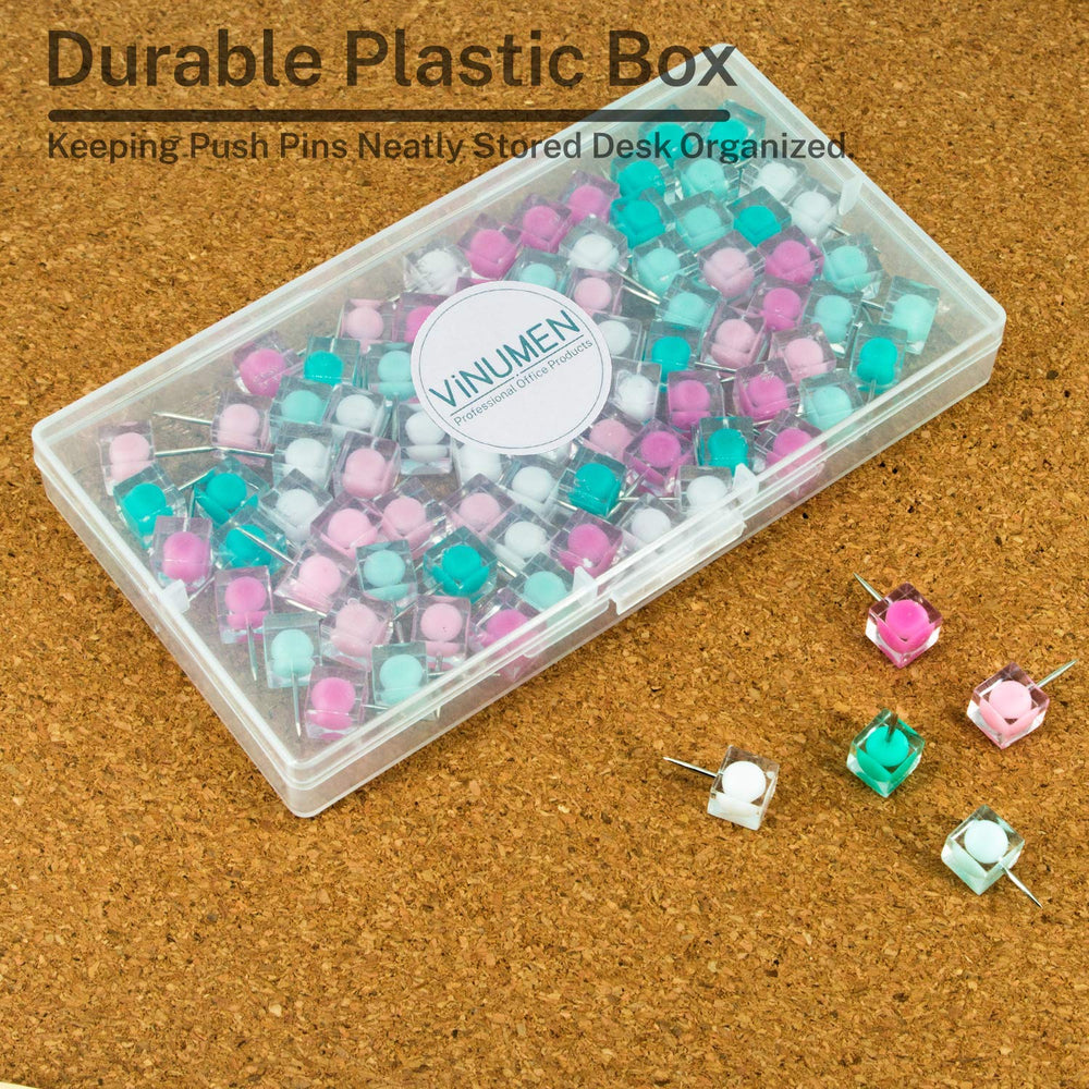 80PCS Clear Push Pins Cute Push Pins Decorative for Cork Board, Bulletin Board, Memo Board or Wall (White Pink Green)