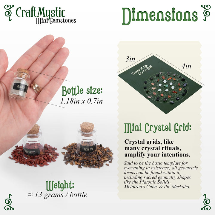 Crystals for Witchcraft Supplies in Spell Jars - 21 Set