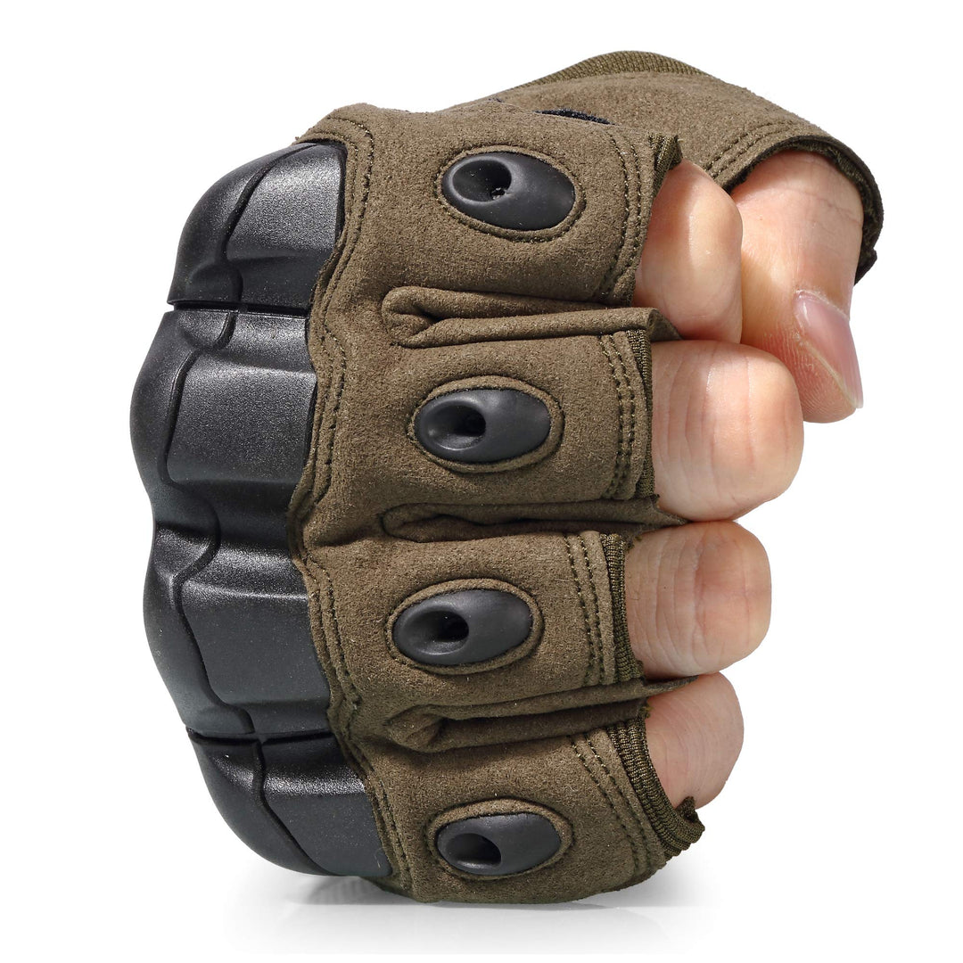 Tactical Gloves Fingerless Half Finger Gloves for Driving Paintball Airsoft Riding Motorcycle Motorbike Hunting Cycling Work Men Women Size X-Large Green