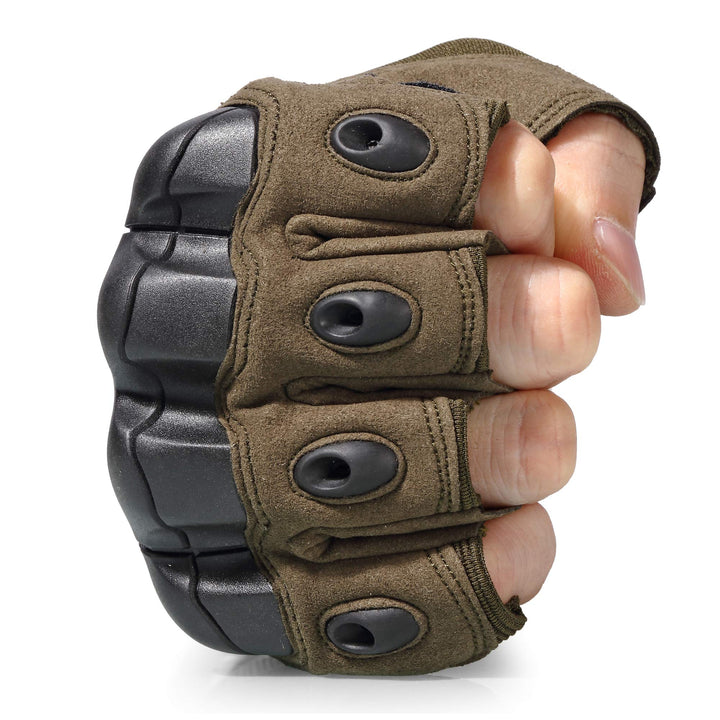 Tactical Gloves Fingerless Half Finger Gloves for Driving Paintball Airsoft Riding Motorcycle Motorbike Hunting Cycling Work Men Women Size X-Large Green