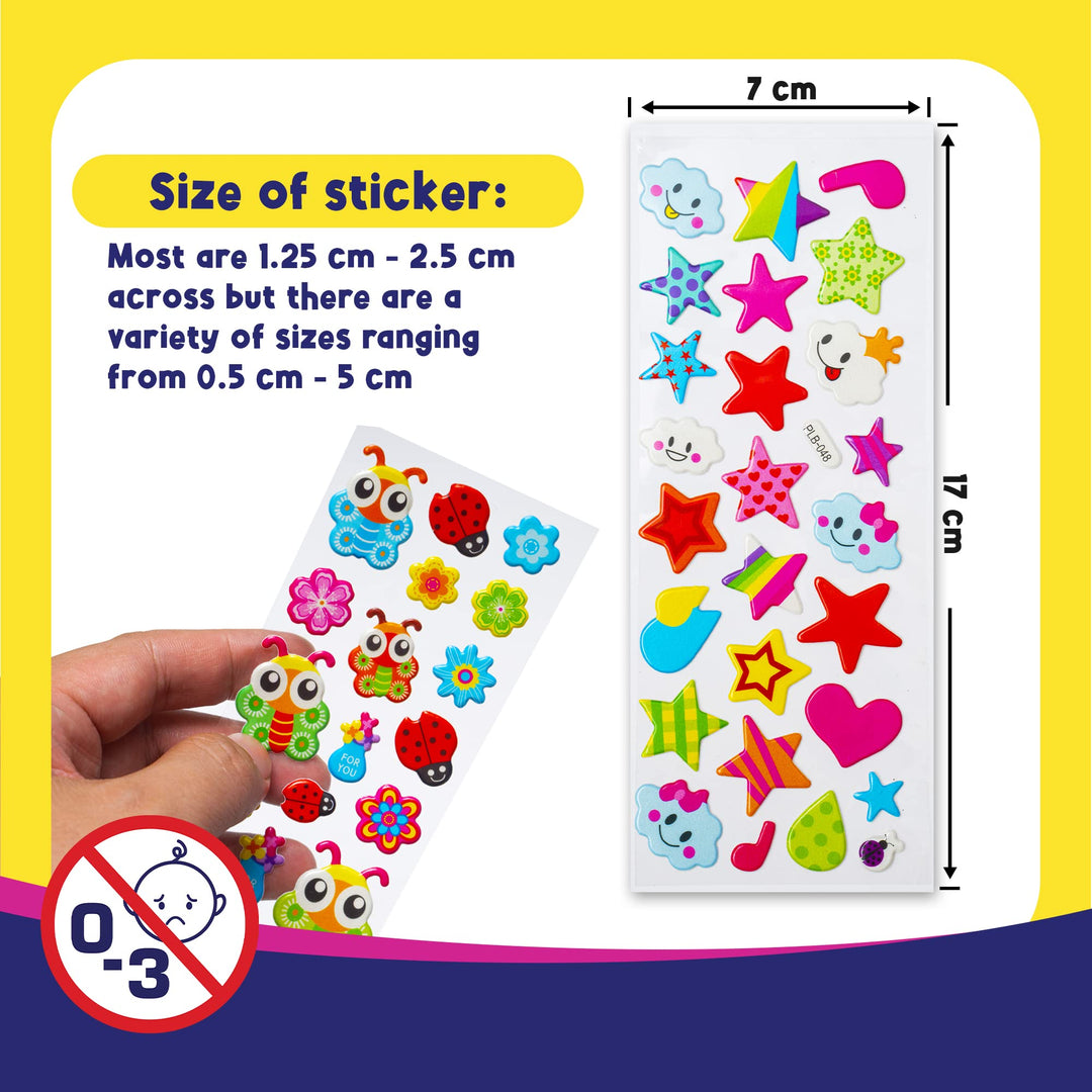 3D Puffy Stickers for Kids Activities - 40 Bulk Sticker Sheets with 950+ Cute Puffy Stickers for Toddlers 1-3 Girls &amp; Boys - Sticker Pack Includes Fish, Animals, Alphabet, Cars, &amp; More