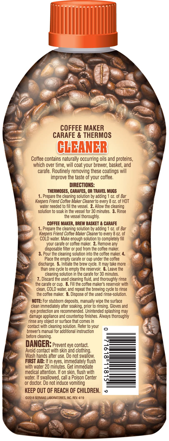 Coffee Maker Cleaner (12 oz) - Removes Oily Residue, Tannins and Stains - For Single-Cup and Automatic Drip Coffee Makers and Espresso Machines
