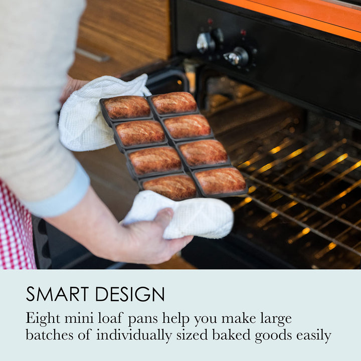 Professional 8-Cup Non-Stick Linked Mini Loaf Pans, 12.75-Inch-by-9-Inch