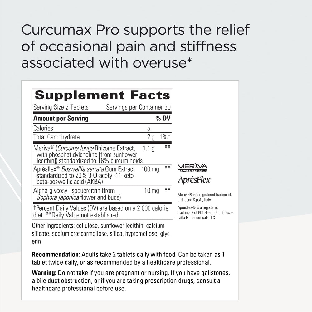 Curcumax Pro - Movement Support Formula with Meriva Curcumin Extract* - Dairy-Free & Vegan Supplements - 60 Tablets