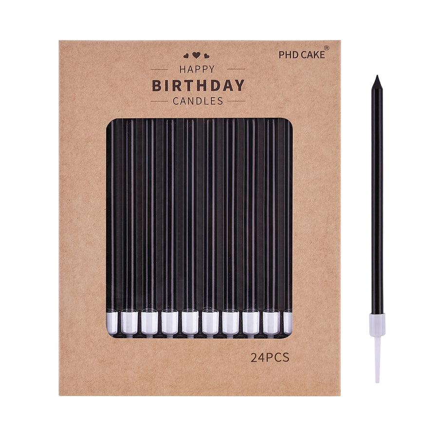 Black Long Thin Birthday Candles, Cake Candles, Birthday Parties, Wedding Decorations, Party Candles