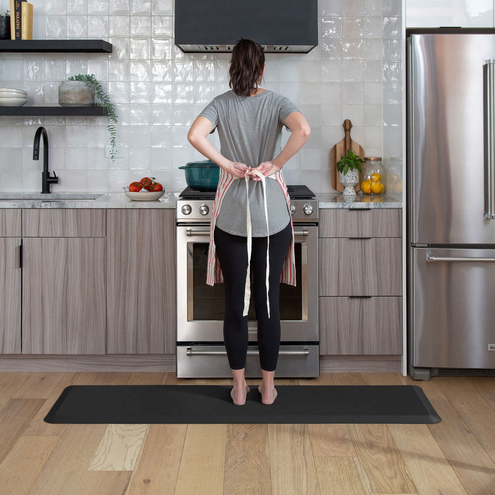 NewLife Anti-Fatigue Nonslip 1/2 Thick Hard Floor Utility Mat for Garage, Patio and Kitchen, 20 x 72, Leather Grain Black