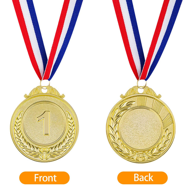 12 Pieces Award Medals 1st 2nd 3rd (Gold, Silver, Bronze) Metal Style Winner with Neck Ribbon, 2 Inches