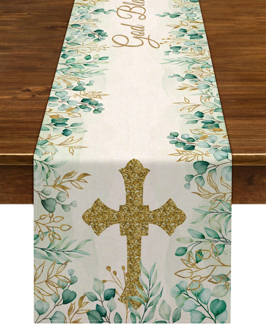 Nepnuser God Bless Table Runner First Holy Communion Ba