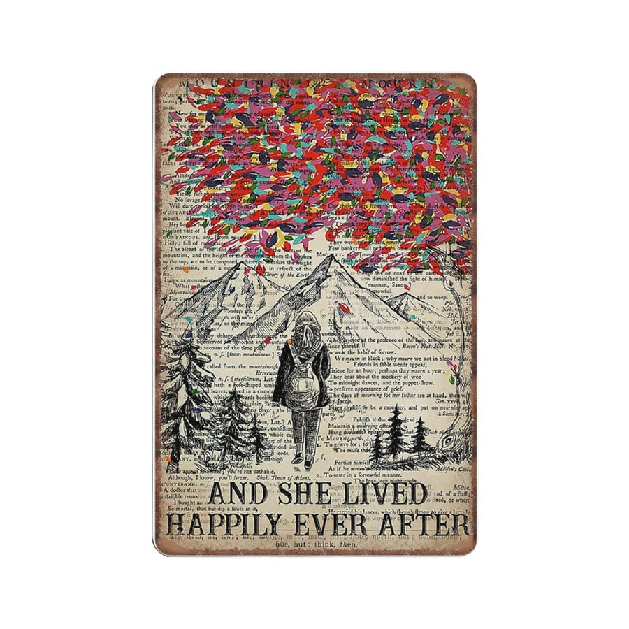 WZVZGZ Metal Vintage Tin Sign Decor Cute Hiking and She